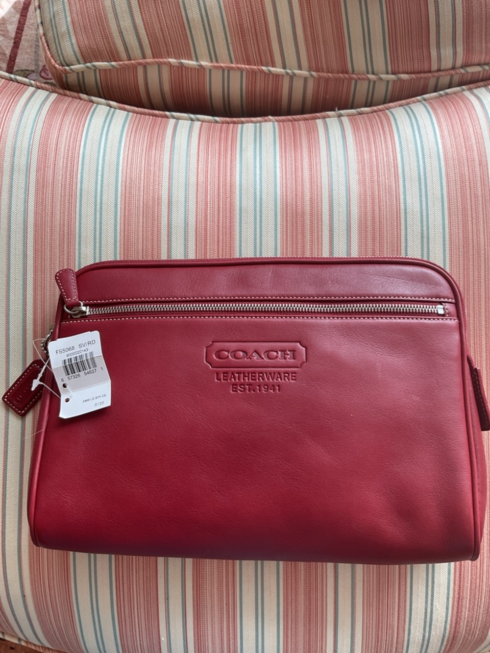 Coach Men’s Leather Toiletry Pouch in Burgundy